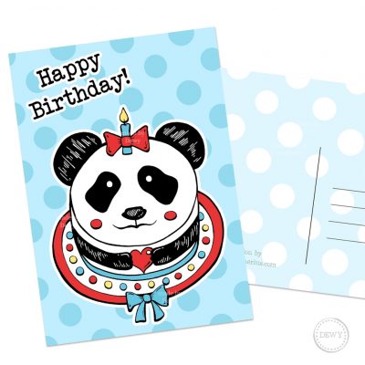 Happy Birthday verjaardagskaart met Panda taart
