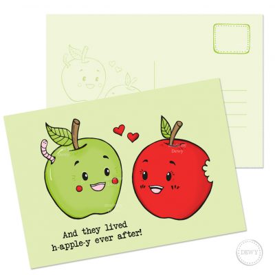Funny fruit A6 postcard apples