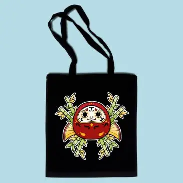 Aziatische zwarte tote bag Daruma pop by . 