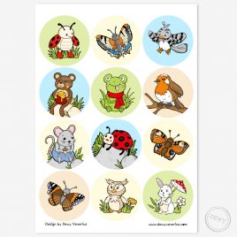 Bosdieren-insecten-vlinders-sluitstickers-stickervel-knutselen by . 