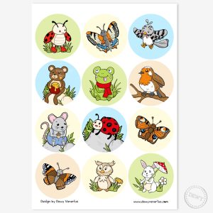 Bosdieren-insecten-vlinders-sluitstickers-stickervel-knutselen by .