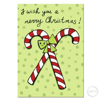 Candy Canes Merry Christmas A6 postcard