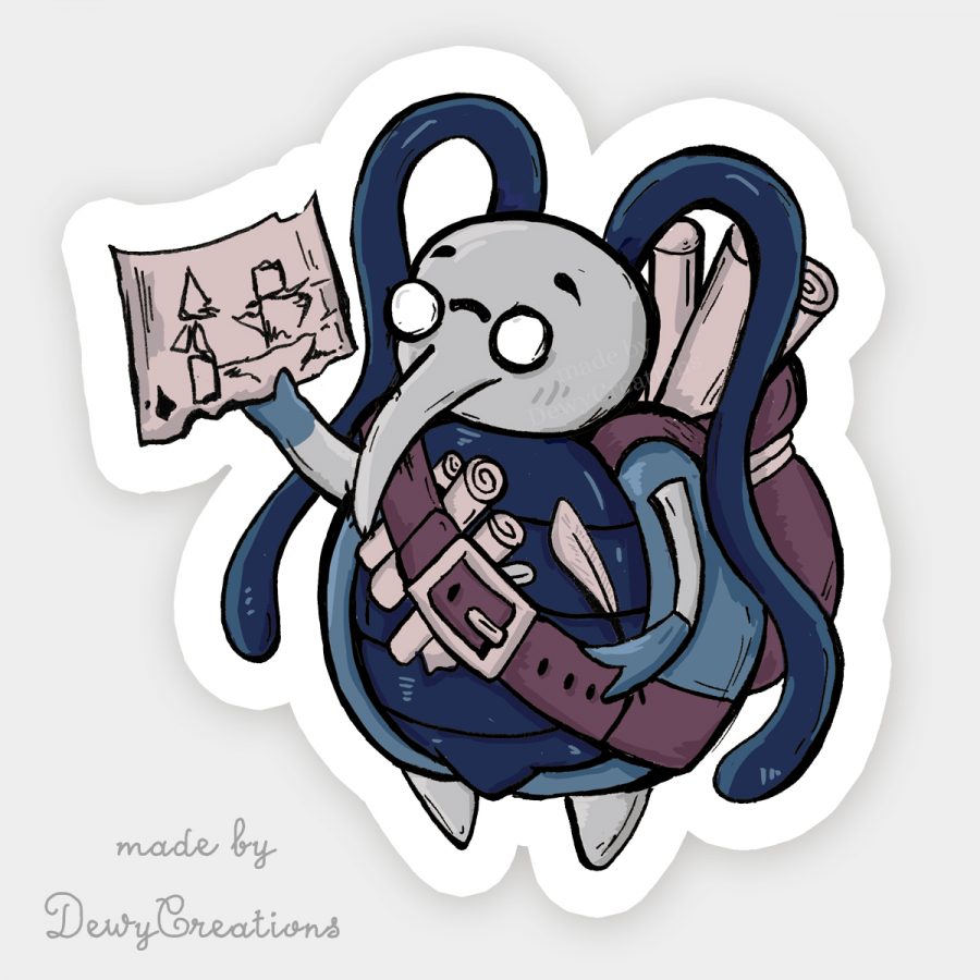 Hollow Knight Fanart Muismat Shop Cornifer Iselda Dewy Venerius   Cornifer Sticker Hollow Knight FanartC 900x900 