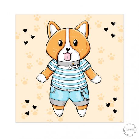 Cute-corgi-postcard-DewyCreations by Dewy Venerius. 