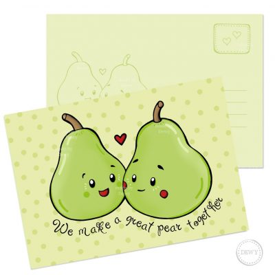 Cute pear fruit postcard