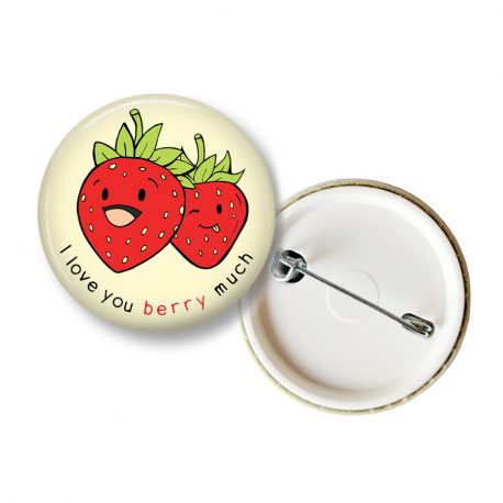 Funny cute button strawberry by . 