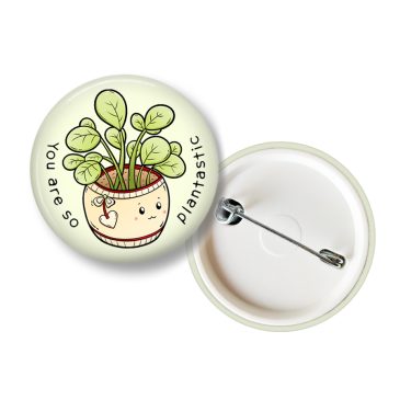 Grappige kawaii button met plant pannenkoekplant by . 