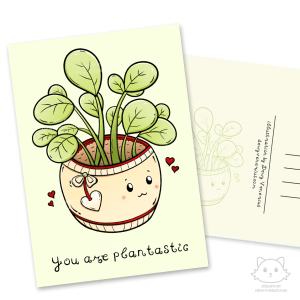 Grappige lieve kawaii schattige wenskaart plant pannenkoekenplant by .