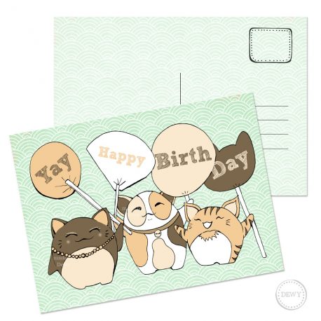Happy Birthday katten gelukskat Japan kaart