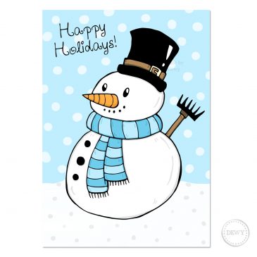 Winter Happy Holidays snowman christmas card DewyCreations