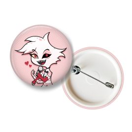 Hazbin Hotel fanart button Angel Dust microphone by . 