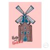 Molen wenskaart windmill Nederland Holland Dutch Design illustratie Dewy Venerius