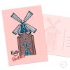 Molen wenskaart windmill Nederland Holland Dutch Design illustratie Dewy Venerius