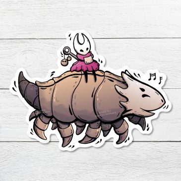 Hollow Knight Silksong fanart sticker Bell Beast Happy Hornet cute kawaii fantasy by . 