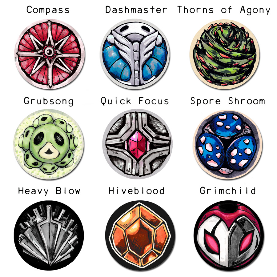 Hollow Knight Charm Buttons Made By Dewycreations