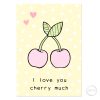 I love you cherry much fruit polkadot postcard