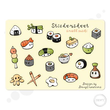Kawaii Sushi stickervel geel by Attribution-NonCommercial-NoDerivatives 4.0 International (CC BY-NC-ND 4.0).. 