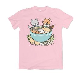 Kawaii T-shirt roze Ramen Bowl Vos Rode Panda by . 