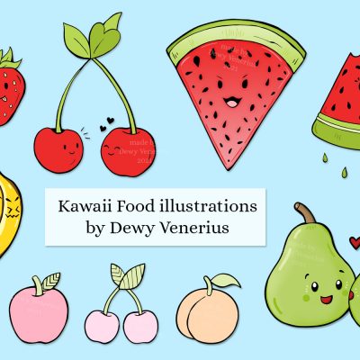 Kawaii food character illustrations