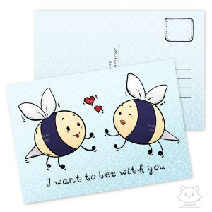 Kawaii cute postcard schattige postkaart bees bijtjes valentijn love partner by .