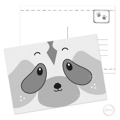 Schattige wasbeer postkaart ~ Kawaii raccoon postcard