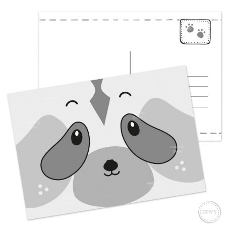 Kawaii-schattige-kaart-wasbeer-gezichtje-dieren-postkaart-ansichtkaart-Dewy-Venerius