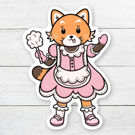 Kawaii sticker met rode panda Rowan & Suikerspin by . 