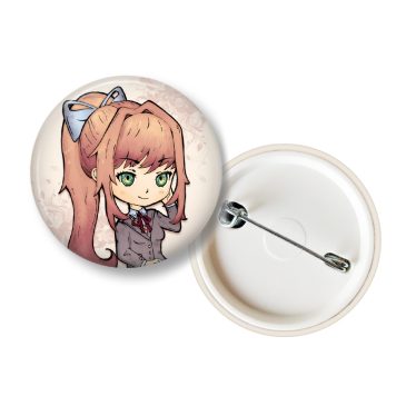 Monika Doki Doki Literature Club DDLC fanart button by . 