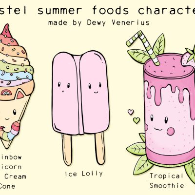 Pastel summer food illustrations