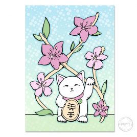 Postcard-lucky-cat by Dewy Venerius. 