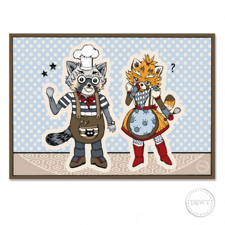 Postkaart-Red-Panda-Raccoon-chefB by Dewy Venerius. 