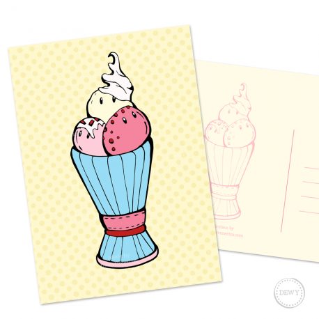 Scahttige kawaii postkaart met sorbet ijsje