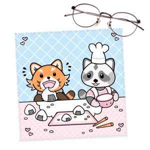 Schattig kawaii brillendoekje rode panda wasbeer sushi by .