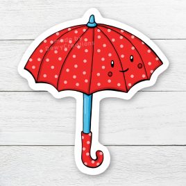 Schattige herfst sticker rode paraplu by . 