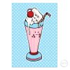 Schattige Kawaii postkaart met roze milkshake