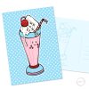 Schattige kawaii wenskaart met roze milkshake voor meisjes