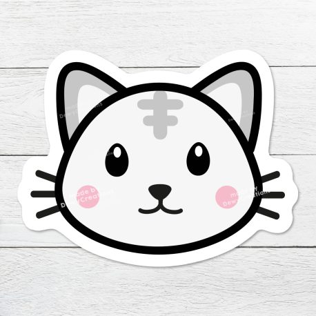 Schattige kawaii sticker met grijze kat by . 