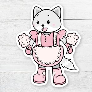 Schattige kawaii sticker wolfje suikerspin by .