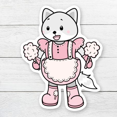 Schattige kawaii sticker wolfje suikerspin by . 