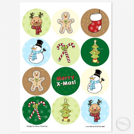 Schattige-kerststickers-merry-christmas-stickers-stickersheet-kerstmis by . 
