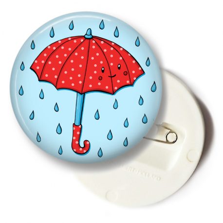Schattige-rode-paraplu-button by . 