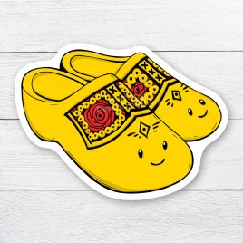 Sticker met gele Hollandse Klompen by . 