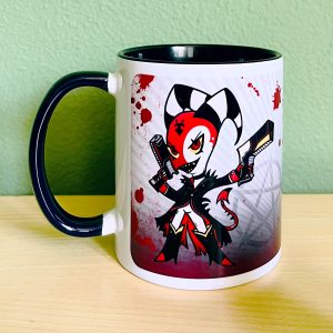 Zwarte Helluva Boss fanart mok mug Blitz Blitzo guns by .